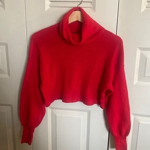 Red Crop turtleneck sweater